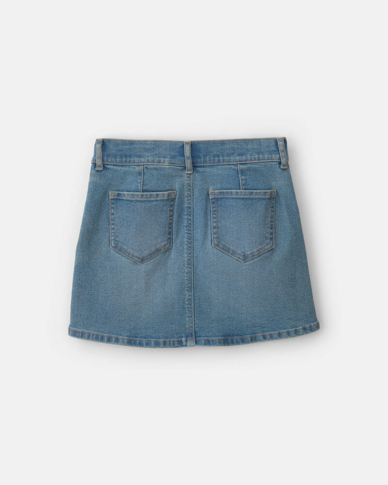 Girls Pleated Denim Skirt - Light Wash, image 3 of 5 slides
