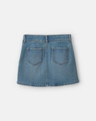Girls Pleated Denim Skirt - Light Wash, image 3 of 5 slides