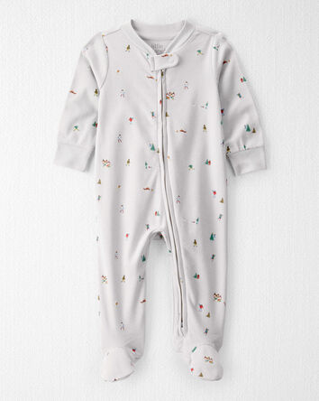 Baby Organic Cotton Sleep & Play pyjamas in Frosted Trail Print, 
