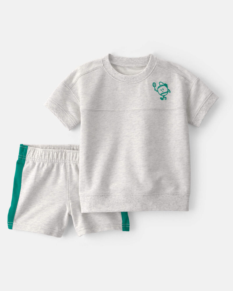 Tout-petit gar&ccedil;on - Ensemble de haut et de short de pickleball en 2 pi&egrave;ces - Gris, image 1 sur 5 diapositives