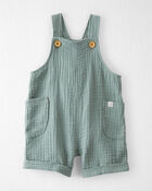 Baby Organic Cotton Gauze Shortalls in Green, image 1 of 4 slides