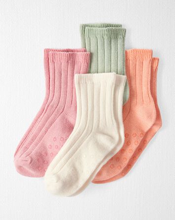 Toddler 4-Pack No-Slip Socks Made with Organic Cotton, 