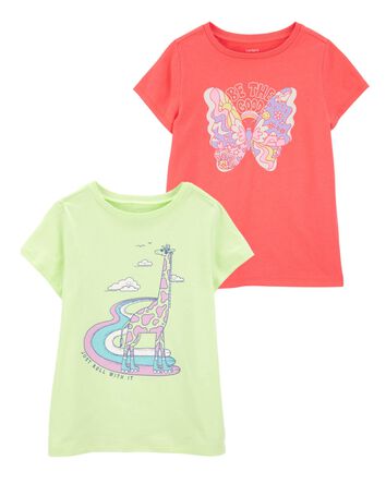Kid 2-Pack Butterfly & Giraffe Graphic Tees, 