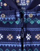 Baby Boy Fair Isle Fleece Long-Sleeve Loose Fit Sleeper, image 2 of 4 slides