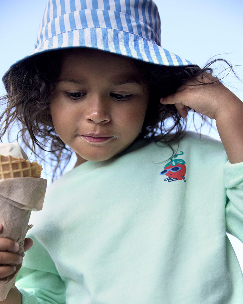 Toddler Girl Strawberry French Terry Pullover Sweatshirt - Green, image 2 of 8 slides