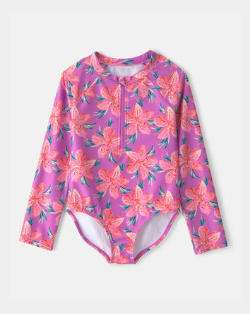 Girls Floral Print Rashguard, 
