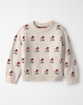 Toute-petit fille - Chandail en tricot de coton biologique &agrave; motif jacquard floral, 