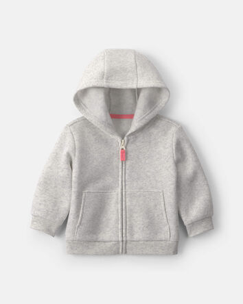 B&eacute;b&eacute; fille - Chandail &agrave; capuchon en molleton avec fermeture &agrave; glissi&egrave;re - Gris, 