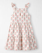 Toddler Girl Organic Cotton Tiered Dress in Rosebud Petal Print, image 2 of 5 slides