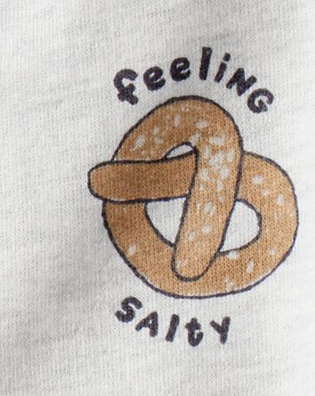 Baby Boy 3-Piece 'Feeling Salty' Pretzel Jacket Outfit Set - Grey/Brown, 