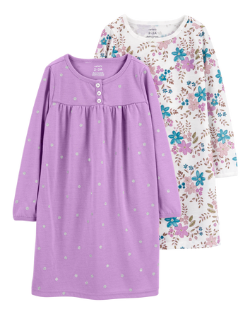 Kid 2-Pack Floral Nightgowns, 