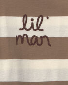 Baby Boy 2-Piece 'Lil Man' Striped Long-Sleeve Bodysuit & Pant Set - Brown, image 2 of 6 slides
