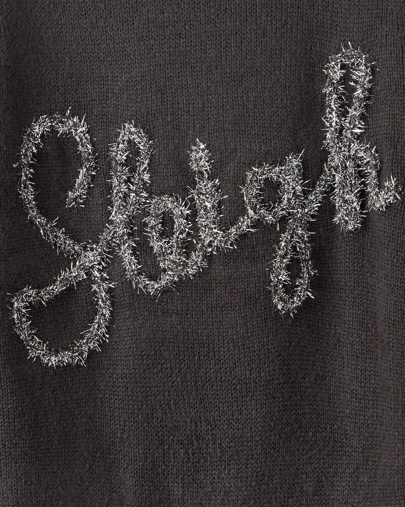 Girls Christmas Sleigh Long-Sleeve Sweater - Grey, image 3 of 4 slides