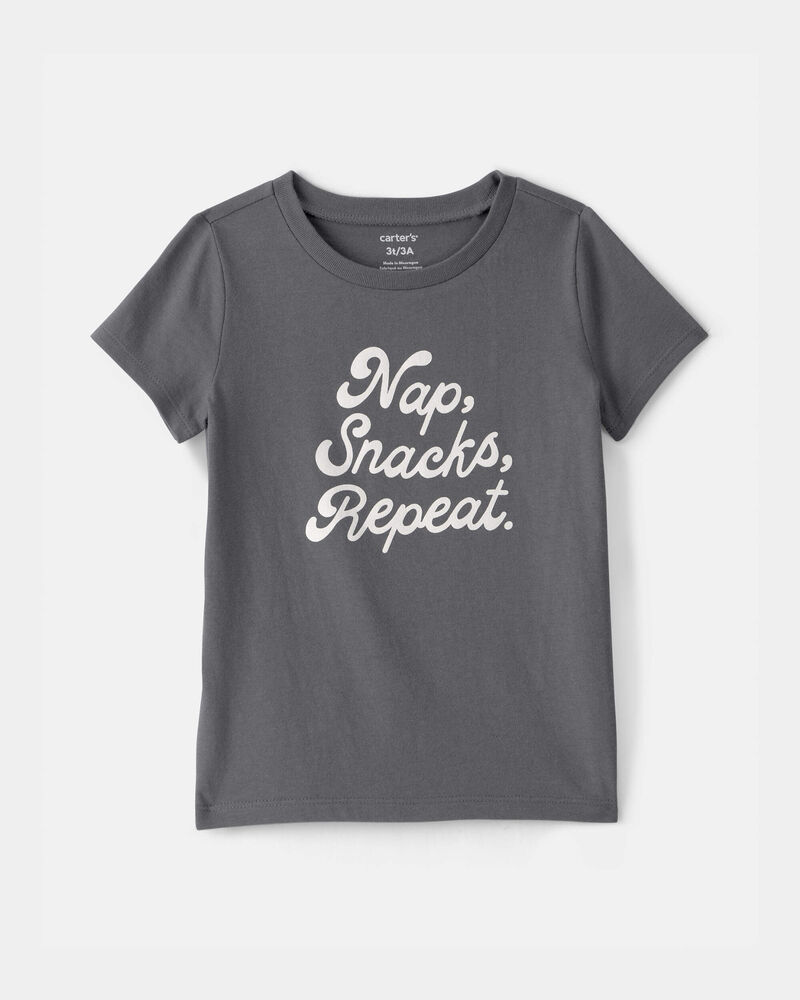 Toddler Girl 'Nap Snacks Repeat' Graphic Tee - Grey, image 1 of 3 slides