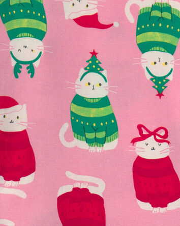 Filles - Pyjama ajust&eacute; 2 pi&egrave;ces &agrave; motif chats en chandails de No&euml;l &ndash; Rose, 