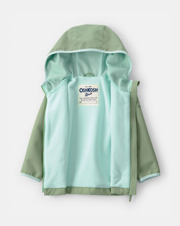 Toddler Girl Midweight  Fleece Lined Jade Jacket- Green, 