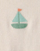 Baby 2-Piece Sailboat Crochet Top & Short Set - Cream, image 3 of 4 slides
