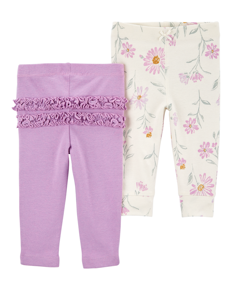 Baby 2-Pack Floral Pull-On Pants, image 1 of 5 slides