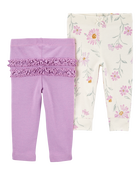 Baby 2-Pack Floral Pull-On Pants, image 1 of 5 slides