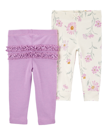 Baby 2-Pack Floral Pull-On Pants, 