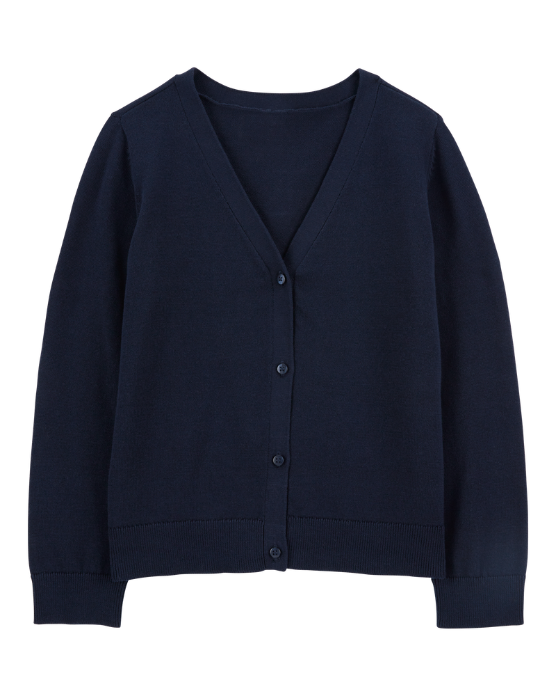 Kid Uniform Button-Front  Cardigan, image 1 of 3 slides