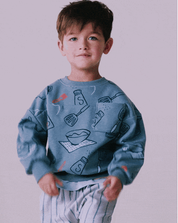 Toddler Baking Wide-Arm Pocket Sweatshirt - Teal, 