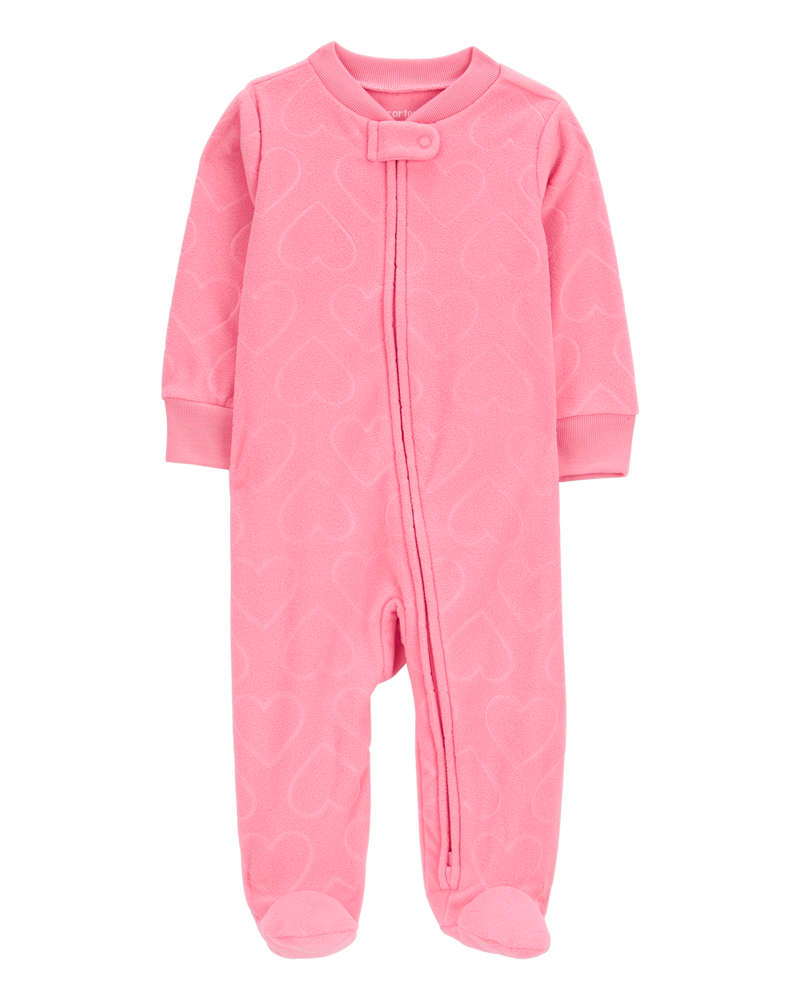 Baby Girls Baby Heart Print Fleece Zip Up Footie Sleeper Pyjamas 6M Carter s