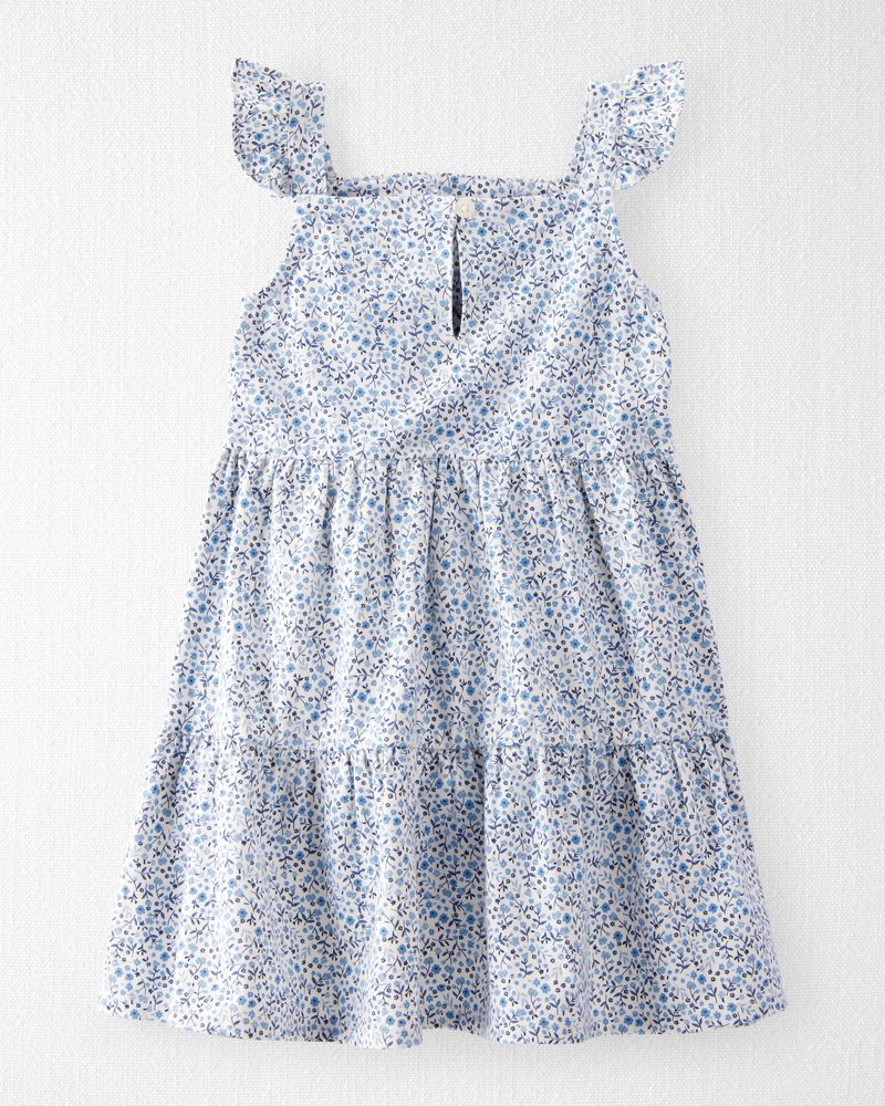 Toddler Organic Cotton Floral-Print Dress in Blue, image 2 of 4 slides