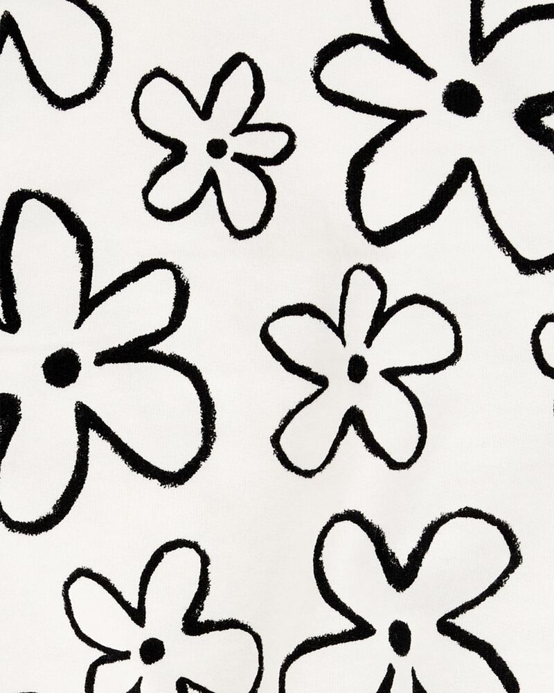 Bébé Ensemble 2 pièces haut à fleurs et pantalon - Blanc/Noir, image 2 sur 3 diapositives
