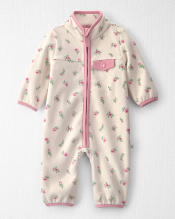 Baby Girl Recycled Mircofleece Jumpsuit in Radiant Rose, 