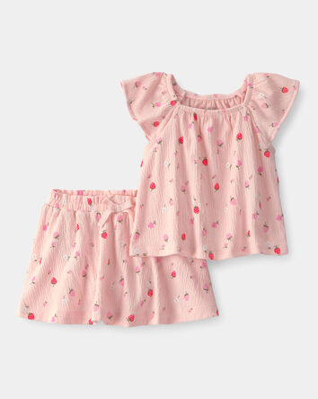 Baby Girl 2-Piece Strawberry Short-Sleeve Top & Skort Set - Pink, 