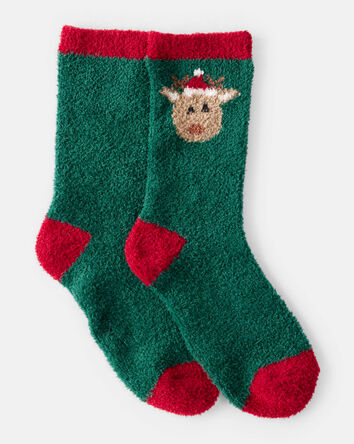 Kid Reindeer Crew Socks - Green, 