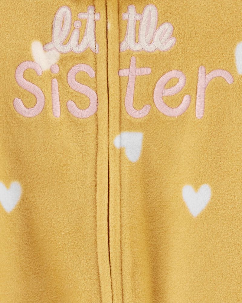 Yellow Little Sister 2Way Zip Fleece Sleeper Pyjamas