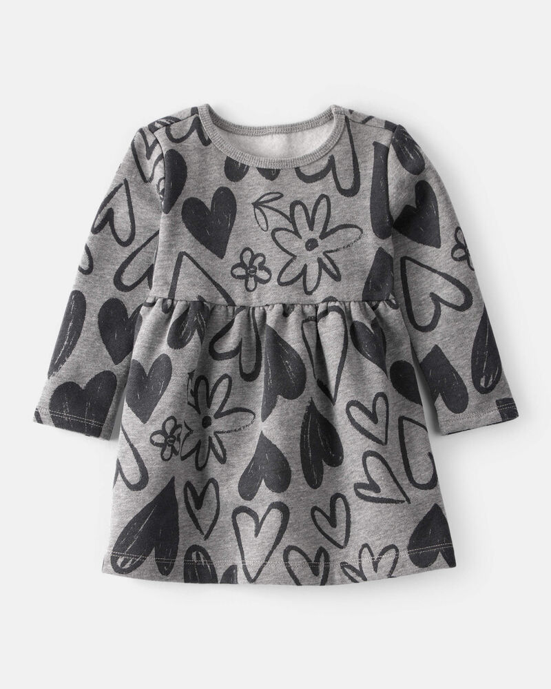 Baby Girl DayDream Fleece Heart Knit Dress - Grey, image 1 of 4 slides