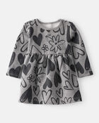 Baby Girl DayDream Fleece Heart Knit Dress - Grey, image 1 of 4 slides