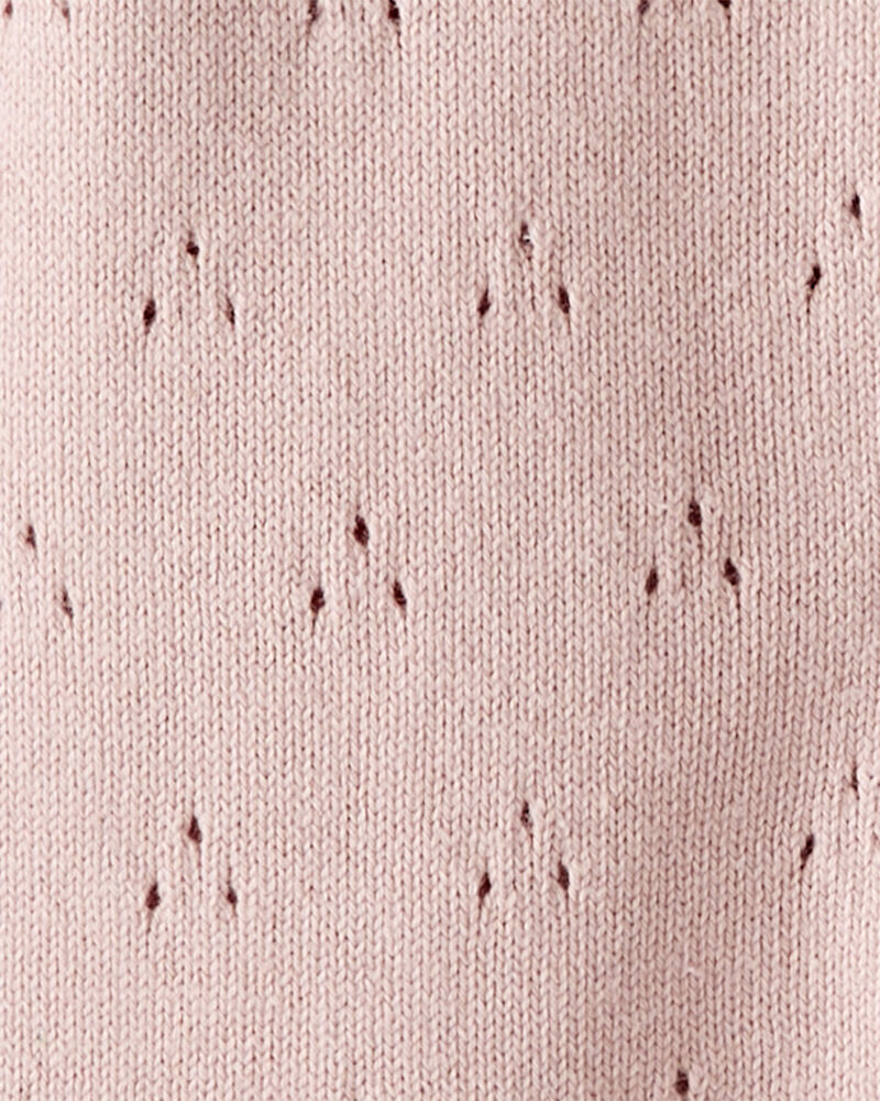 Baby Girl Organic Cotton Sweater Knit Pointelle Jumpsuit, image 3 of 4 slides