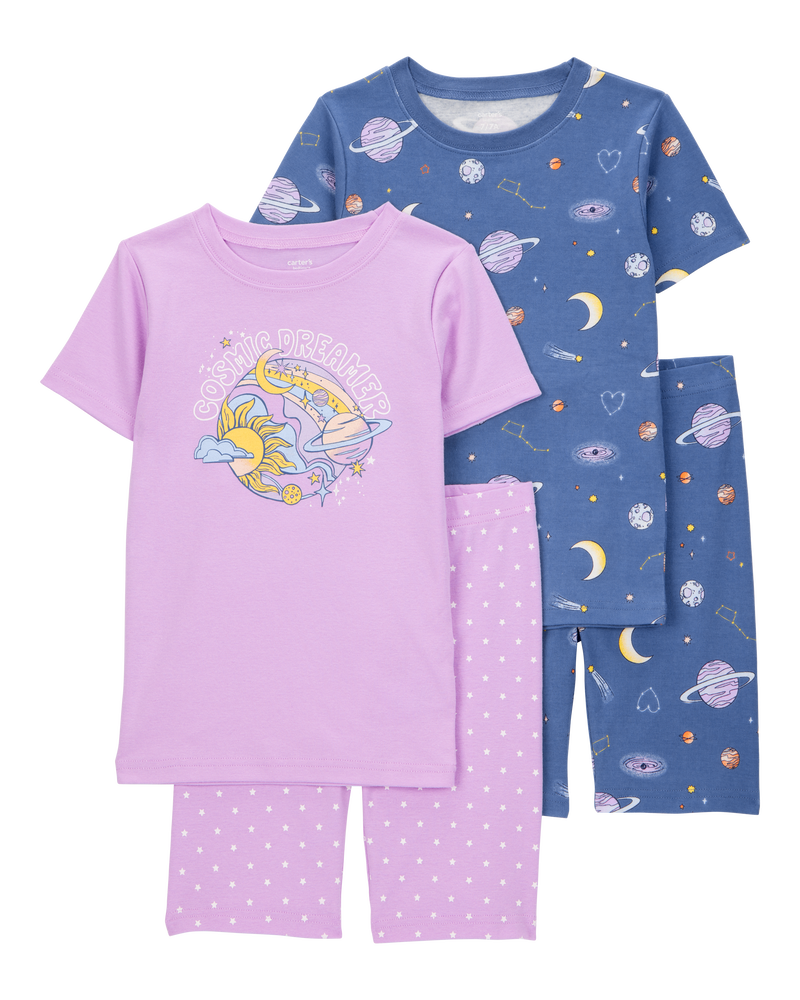 Kid Space Print Snug Fit Cotton 4-Piece Pyjamas, image 1 of 4 slides