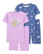 Kid Space Print Snug Fit Cotton 4-Piece Pyjamas, image 1 of 4 slides