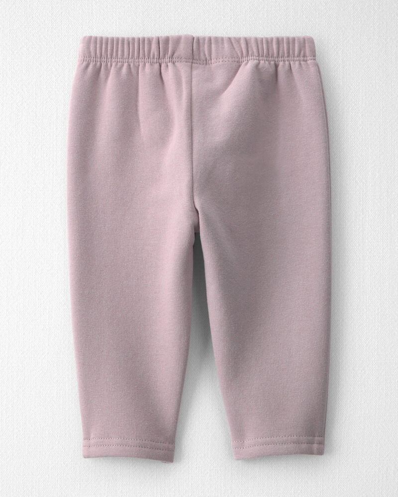 B&eacute;b&eacute; fille - Emballage 2 leggings en molleton recycl&eacute; faits avec du coton biologique, image 3 sur 5 diapositives
