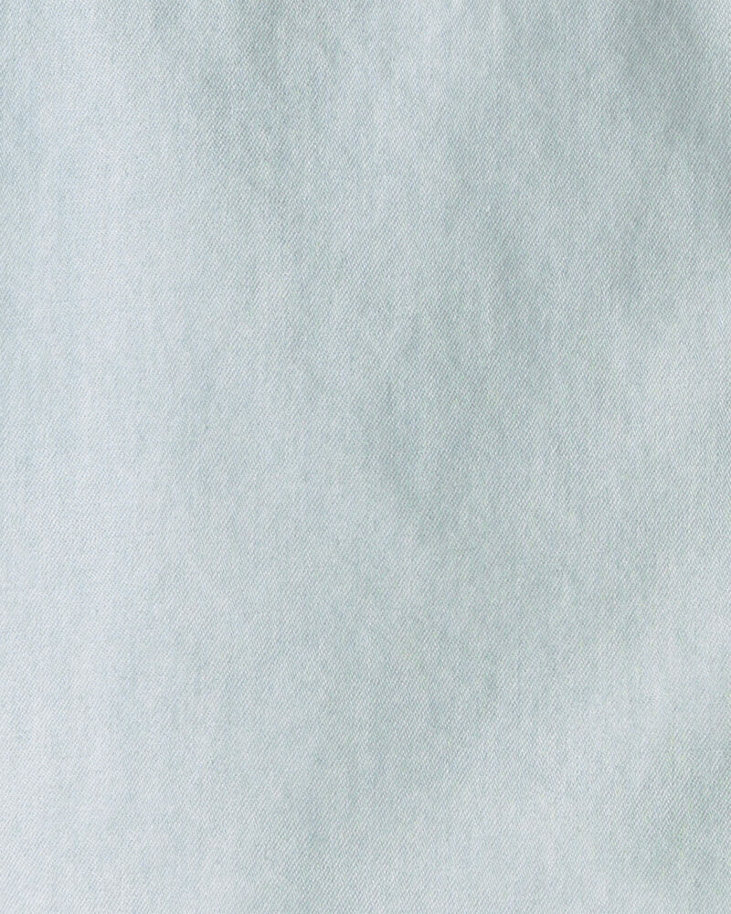 Girls Chambray Short-Sleeve Top - Blue, image 2 of 3 slides