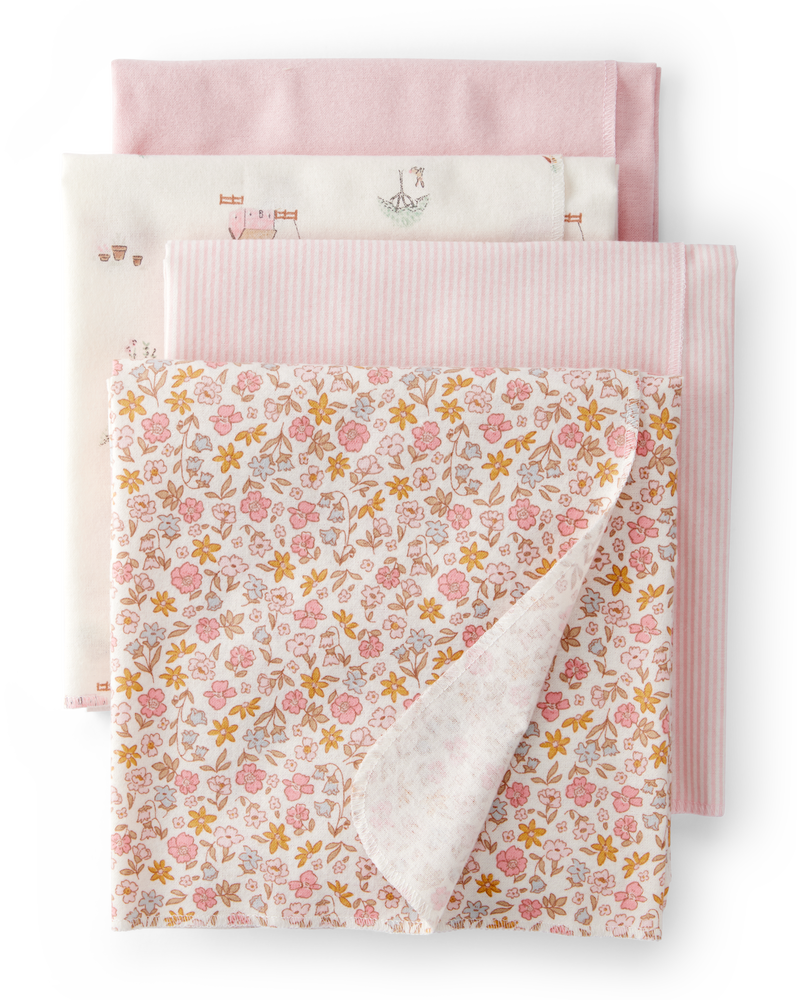 Baby 4-Pack Floral Receiving Blankets, image 1 of 5 slides