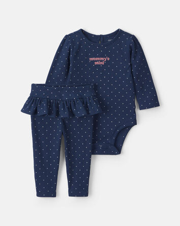 B&eacute;b&eacute; fille - Ensemble 2 pi&egrave;ces cache-couche manches longues &laquo;Mommy&rsquo;s Mini&raquo; et pantalon &ndash; Bleu marine, 