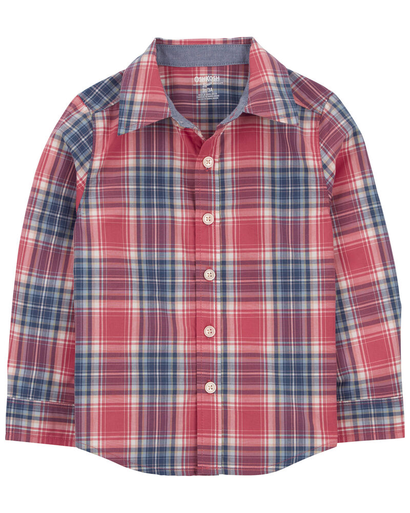 Toddler Plaid Button-Front Shirt, image 2 of 4 slides