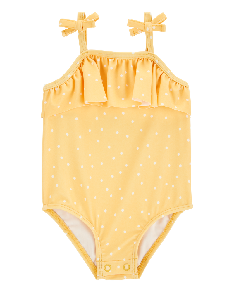 Baby Girl 1-Piece Polka Dot Swimsuit - Yellow, image 1 of 5 slides