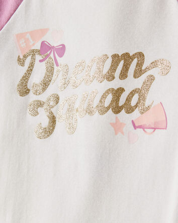Filles - Pyjama de cheerleading en coton 100 % à manches longues, 4 pièces - Blanc/Rose, 