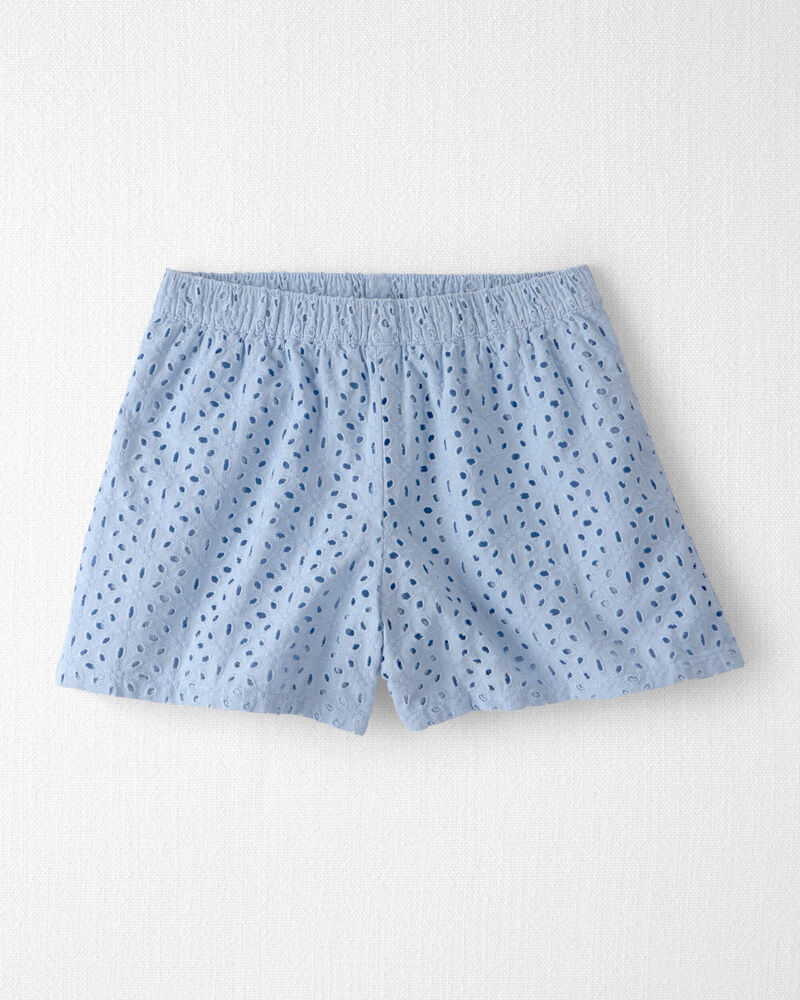 Filles - Ensemble 2 pi&egrave;ces en coton biologique, haut en tissu ajour&eacute; et short, image 2 sur 4 diapositives