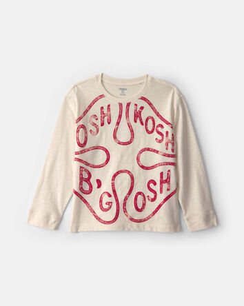 Girls OshKosh Logo Long Sleeve Top - Cream, 