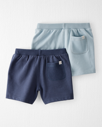 Toddler 2-Pack Organic Cotton Waffle Knit Shorts, 