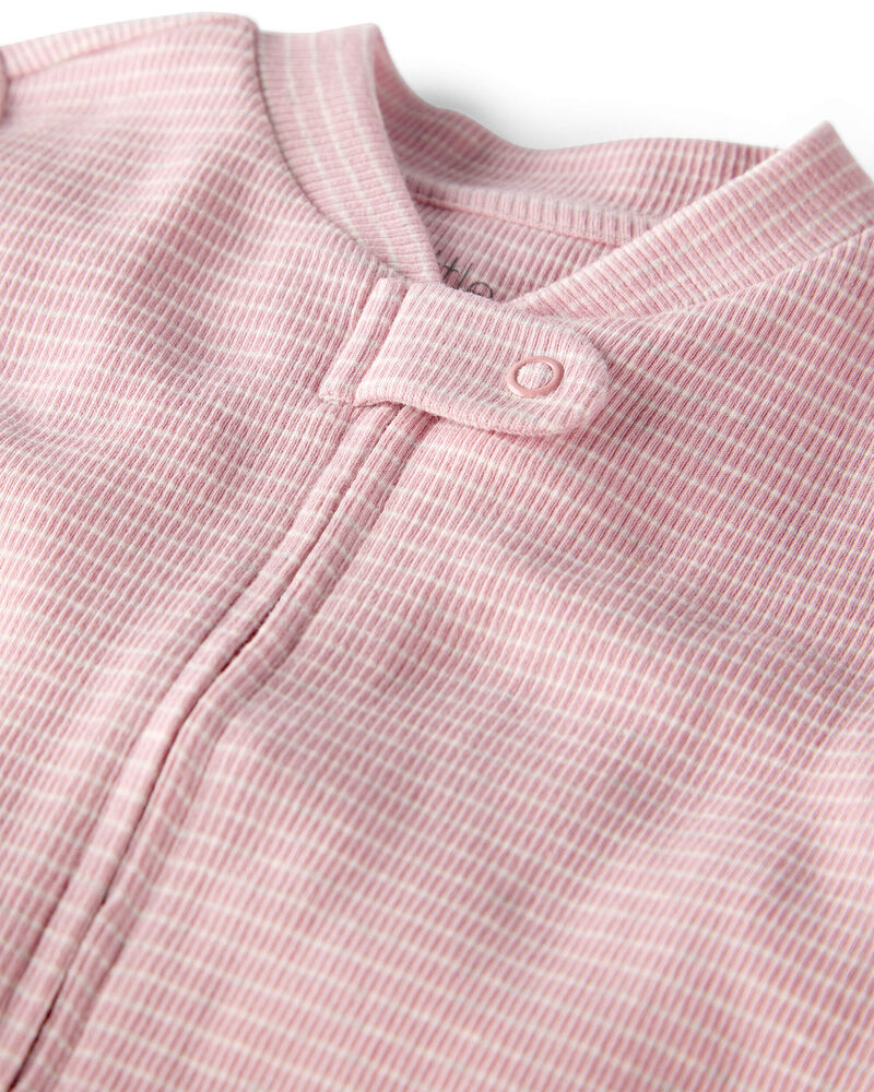 Baby Organic Cotton Sleep & Play in Pink Stripes, image 2 of 5 slides