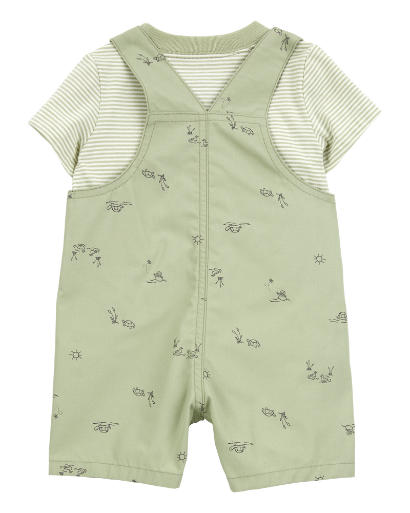 Baby Boy 2-Piece Tee & Shortall Set - Olive, image 3 of 6 slides